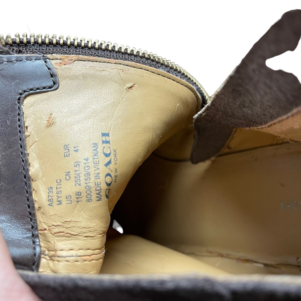 Coach Two-Tone Brown Wedge Ankle Boots - Picture 8 of 11